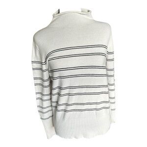 French Connection Babysoft Stripe Funnel Neck Sweater Black White Size M